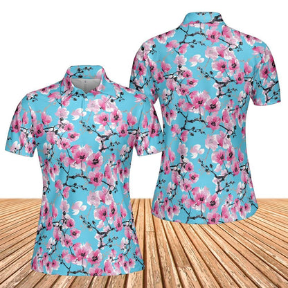 Pink Orchids Blue Sky Women's Polo Shirt