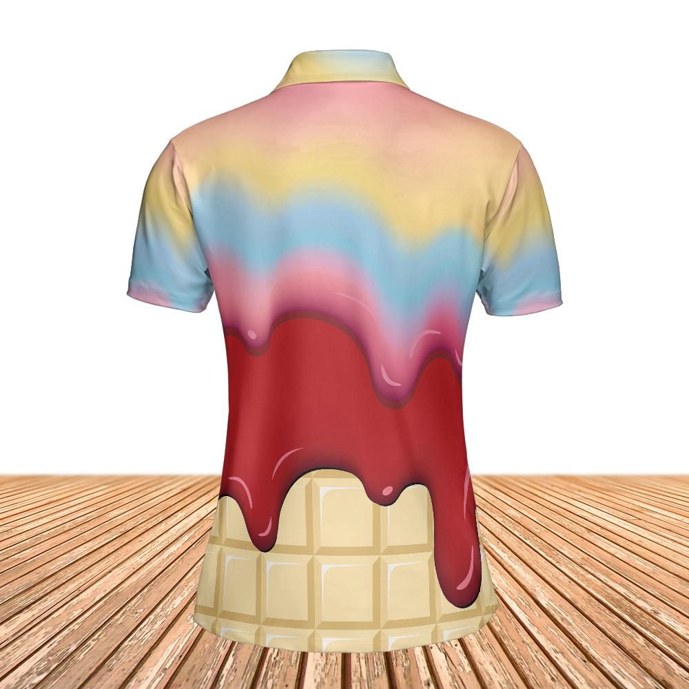 Rainbow & Strawberry Ice Cream On A White Chocolate Bar Women's Polo Shirt