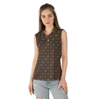 Brown Luxury Women's Sleeveless Polo Shirt