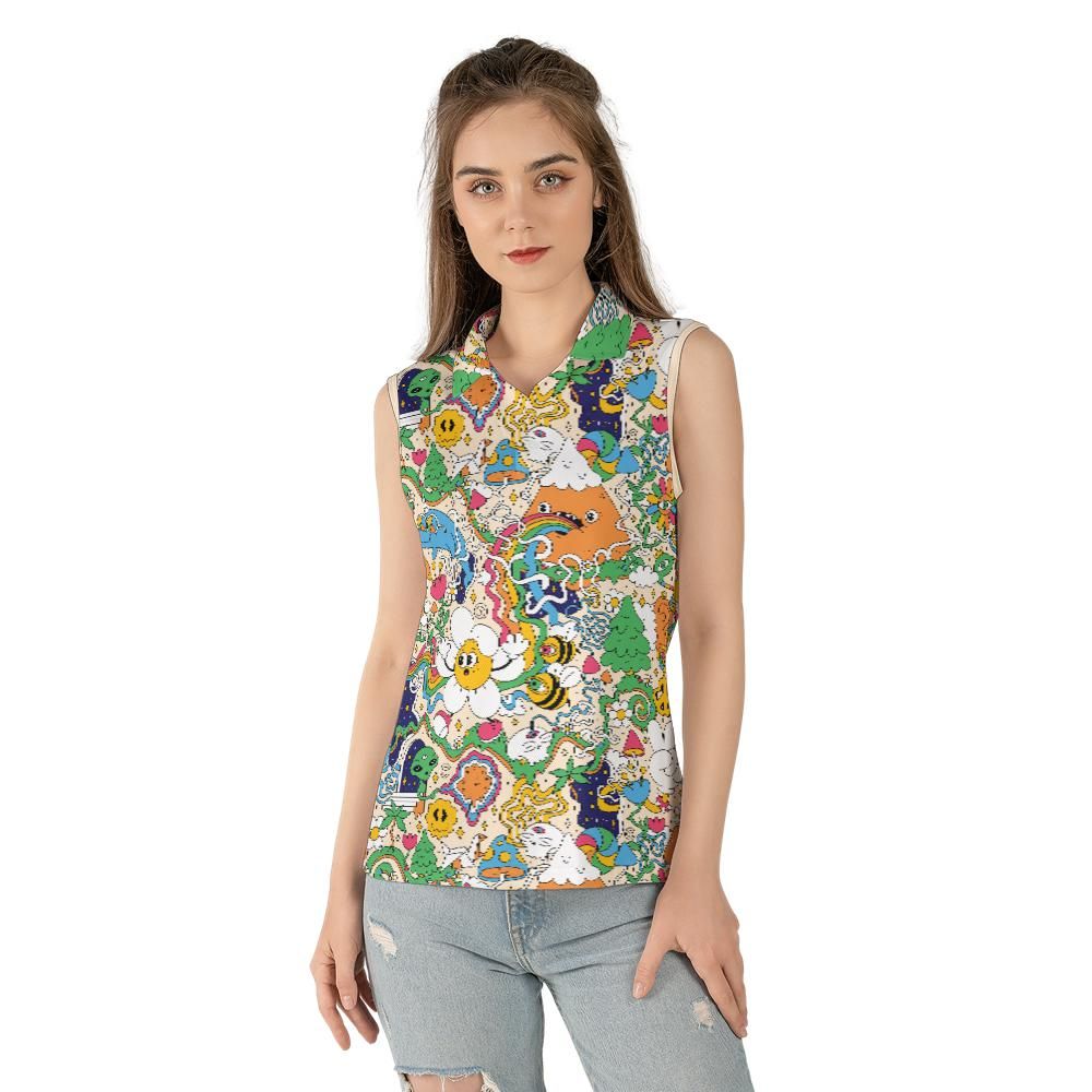 Mushroom Trip Women's Sleeveless Polo Shirt