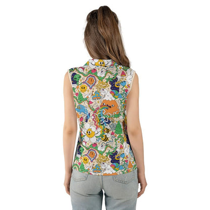 Mushroom Trip Women's Sleeveless Polo Shirt