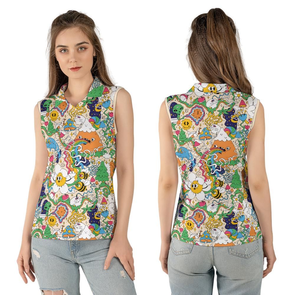 Mushroom Trip Women's Sleeveless Polo Shirt