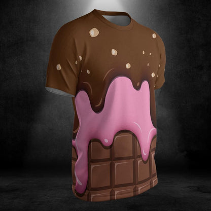 Chocolate With Peanut Ice Cream & Strawberry Ice Cream On A Chocolate Bar Unisex Comfort T-Shirt