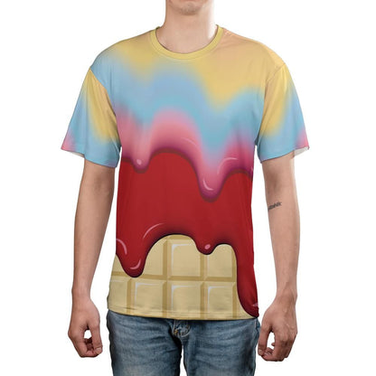 Rainbow & Strawberry Ice Cream On A White Chocolate Bar Unisex Comfort T-Shirt