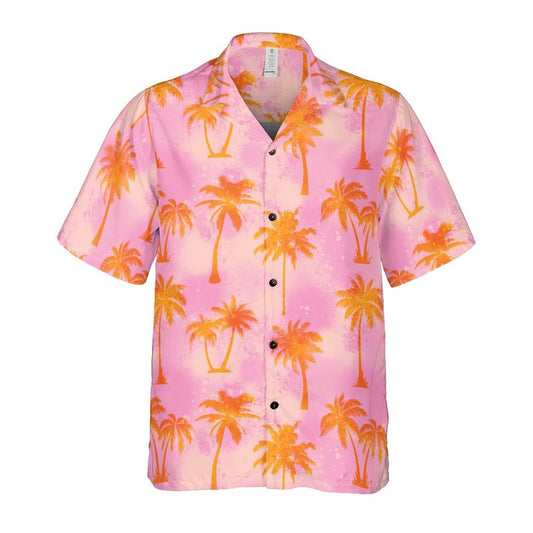 Pink And Palm Trees Button Up Shirt