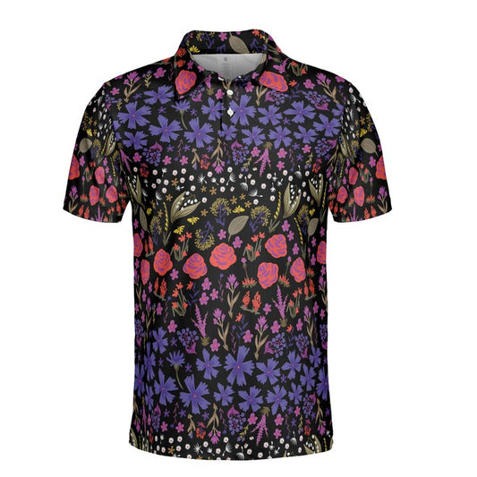 Purple & Violet Flowers Polo Shirt