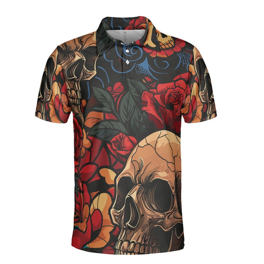 Skulls & Red Roses Polo Shirt
