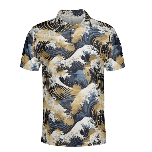 Gold Mist & Ocean Waves Polo Shirt