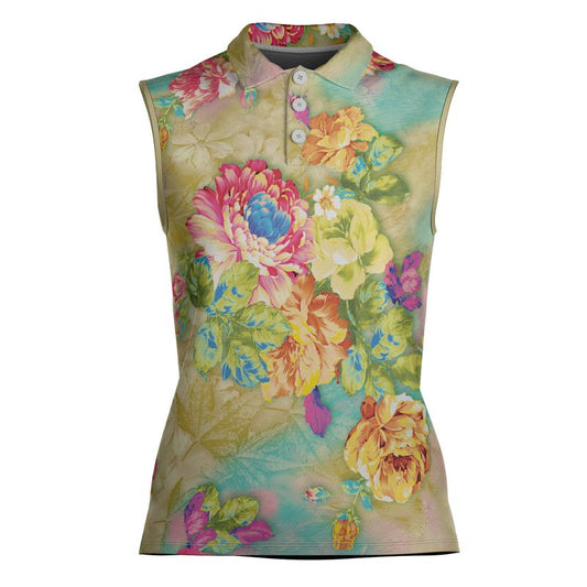 Flower Garden Women's Sleeveless Polo Shirt