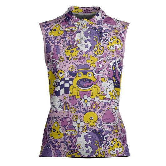 Purple Psychedelic Women's Sleeveless Polo Shirt