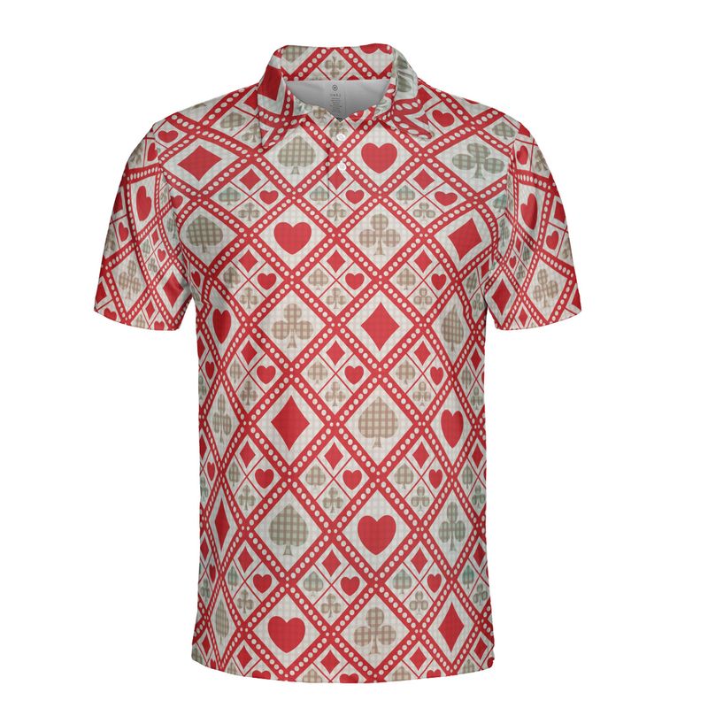 Red Card Suit Pattern Polo Shirt