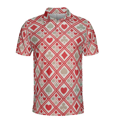 Red Card Suit Pattern Polo Shirt