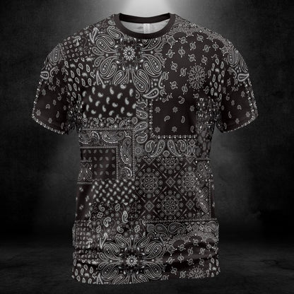 Black Paisley Bandanna Unisex Comfort T-Shirt