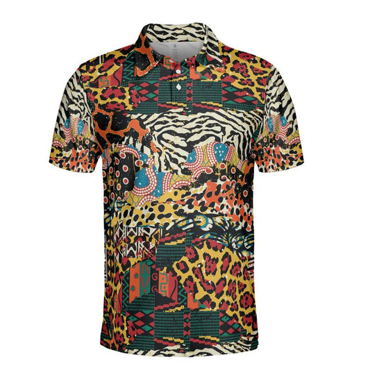 African Animal Patchwork Polo Shirt
