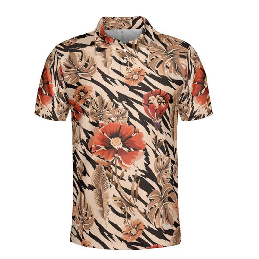 Vintage Flowers & Tiger Stripes Polo Shirt