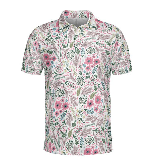 Pink Ditsy Flowers Polo Shirt