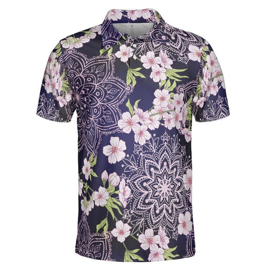 Cherry Blossoms And Mandalas Polo Shirt