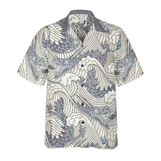 Vintage Dragons In Waves Button Up Shirt