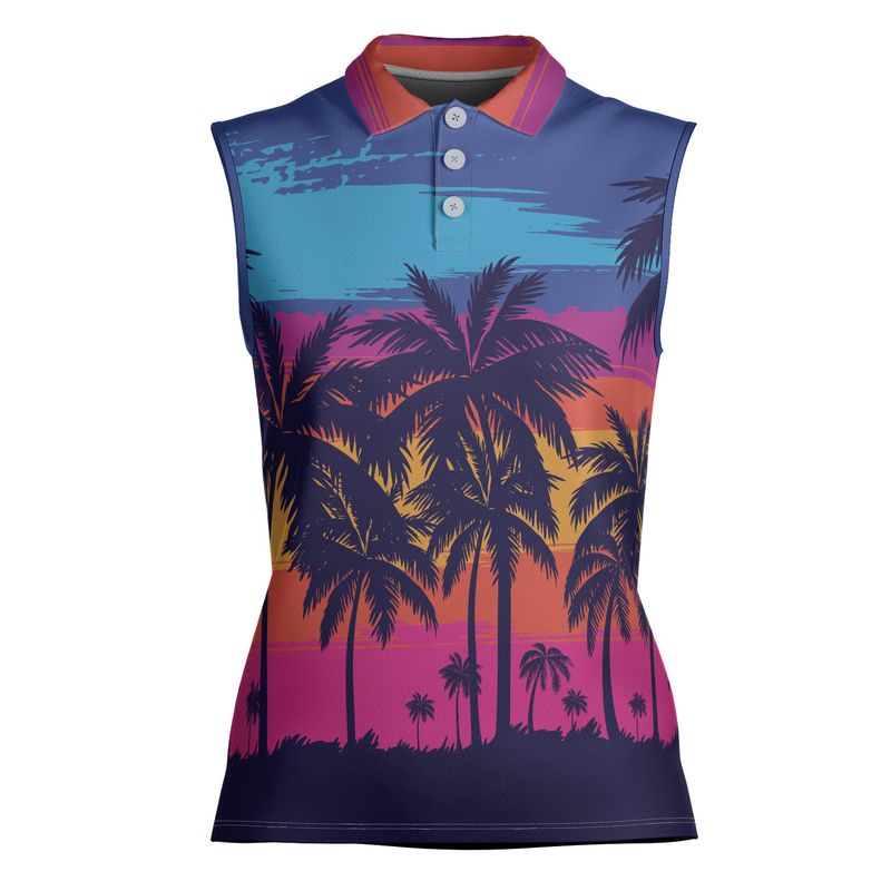 Tropical Sunset Women's Sleeveless Polo Shirt