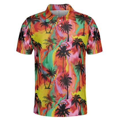 Colorful Palm Tree Swirls Polo Shirt