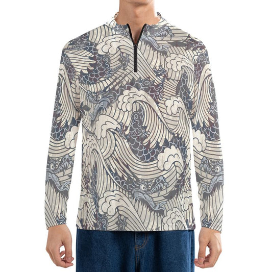 Vintage Dragons In Waves Performance Q-Zip