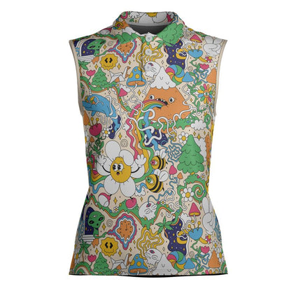 Mushroom Trip Women's Sleeveless Polo Shirt