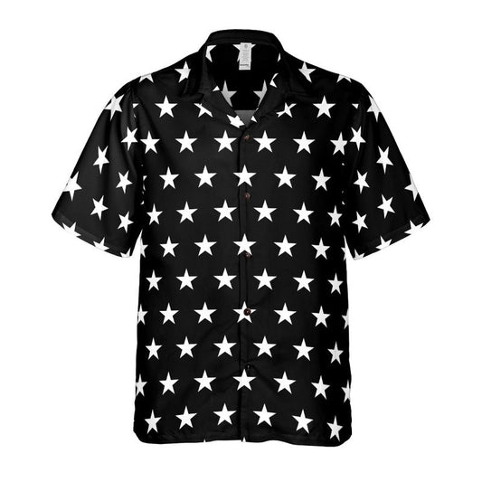 White Stars Black Button Up Shirt