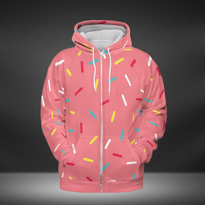 Pink Donut Sprinkles Premium Unisex Zip Hoodie