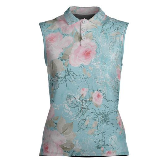 Pink Roses Women's Sleeveless Polo Shirt