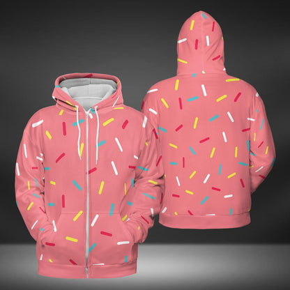 Pink Donut Sprinkles Premium Unisex Zip Hoodie
