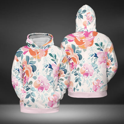 Soft Pink Watercolor Flowers Premium Unisex Hoodie
