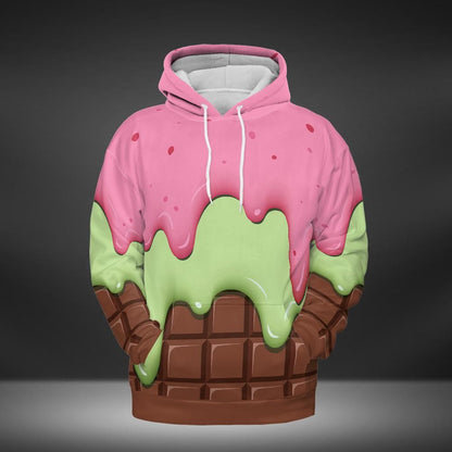 Strawberry Ice Cream & Key Lime Ice Cream On A Chocolate Bar Premium Unisex Hoodie