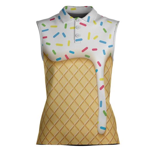 Ice Cream Cone Women's Sleeveless Polo Shirt