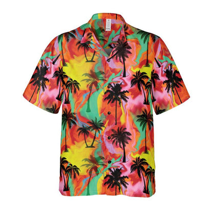 Colorful Palm Tree Swirls Button Up Shirt