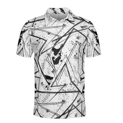 Black & White Geometric Polo Shirt