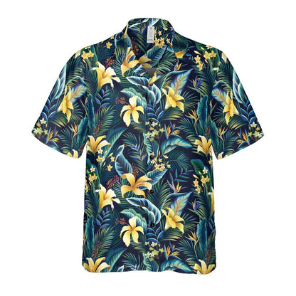 Yellow Hibiscus & Plumeria Button Up Shirt