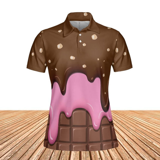 Chocolate With Peanut Ice Cream & Strawberry Ice Cream On A Chocolate Bar Women's Polo Shirt