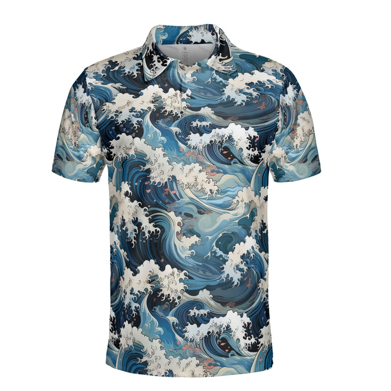 Ocean Waves & Cherry Blossoms Polo Shirt