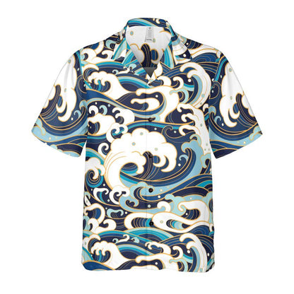 Oriental Ocean Waves Button Up Shirt