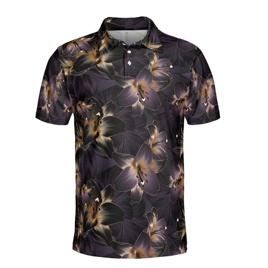 Golden Luxury Flowers Polo Shirt