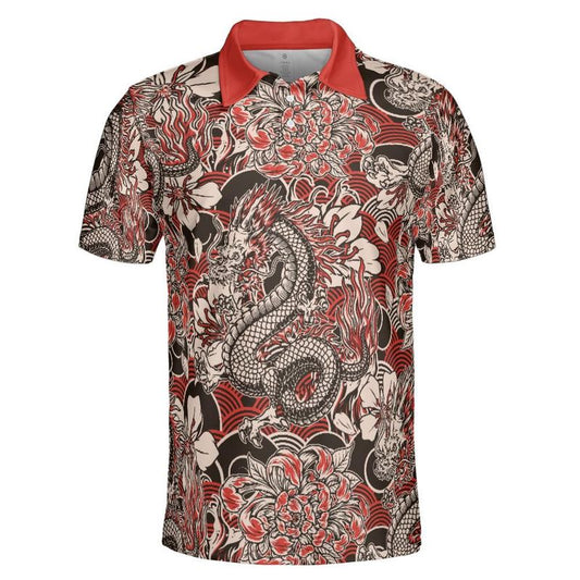 Dragon And Flowers Polo Shirt