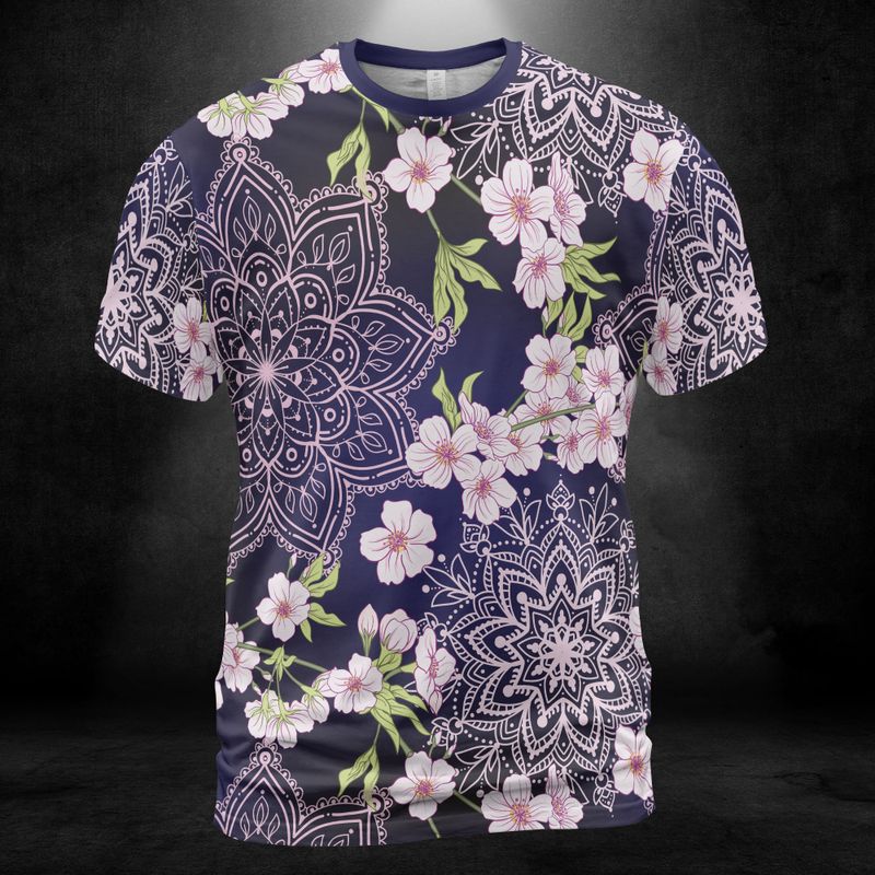 Cherry Blossoms And Mandalas Unisex Comfort T-Shirt