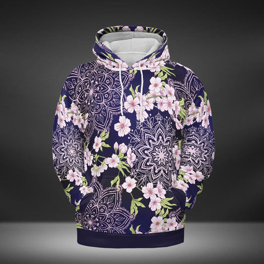 Cherry Blossoms And Mandalas Premium Unisex Hoodie