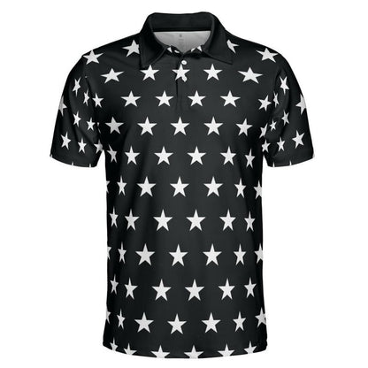 White Stars Black Polo Shirt