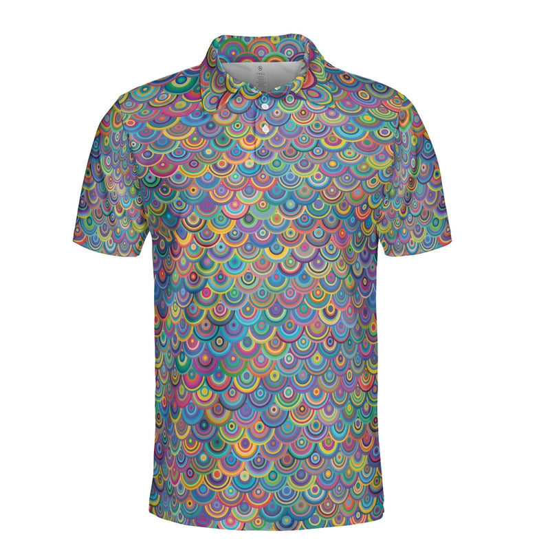 Circular Rainbow Dragon Scales Polo Shirt