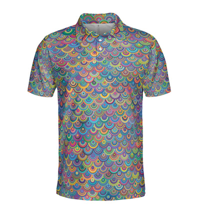 Circular Rainbow Dragon Scales Polo Shirt