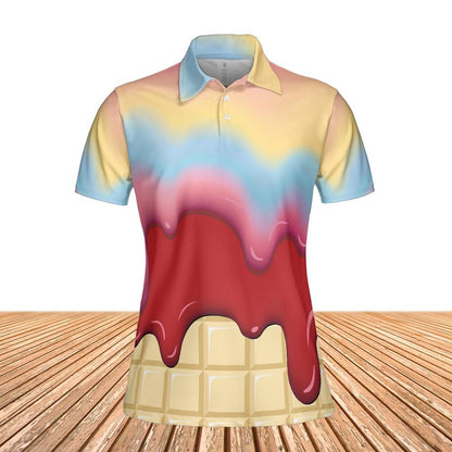 Rainbow & Strawberry Ice Cream On A White Chocolate Bar Women's Polo Shirt