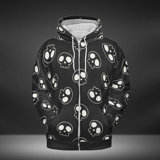 Skull Doodles Unisex Zip Hoodie