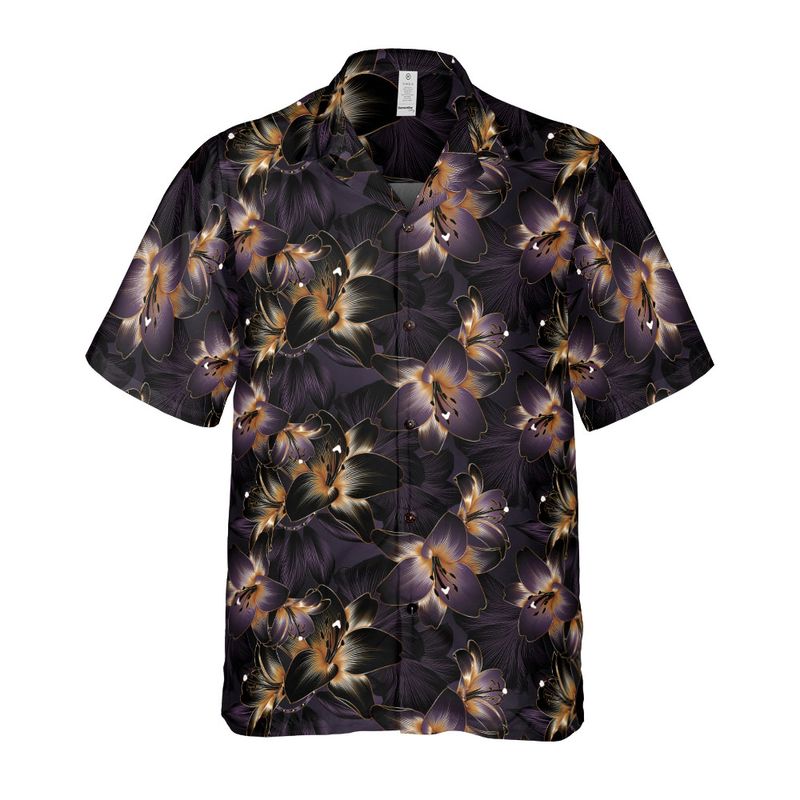 Golden Luxury Flowers Button Up Shirt