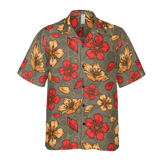 Red & Gold Sakura Button Up Shirt